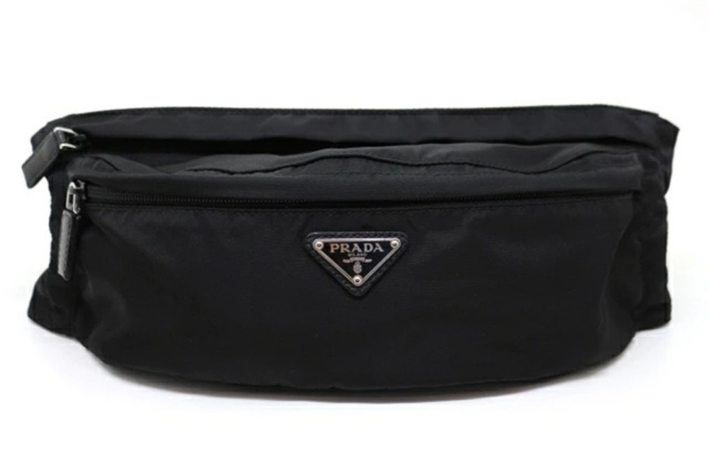 Prada Bag Waist Pouch Clutch Body Black